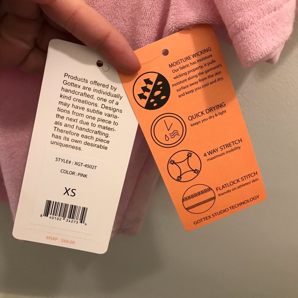 NWT X by Gottex Pink Terry Cloth Tee XS Athleisure Athletic Workout Top Shirt - Picture 9 of 10